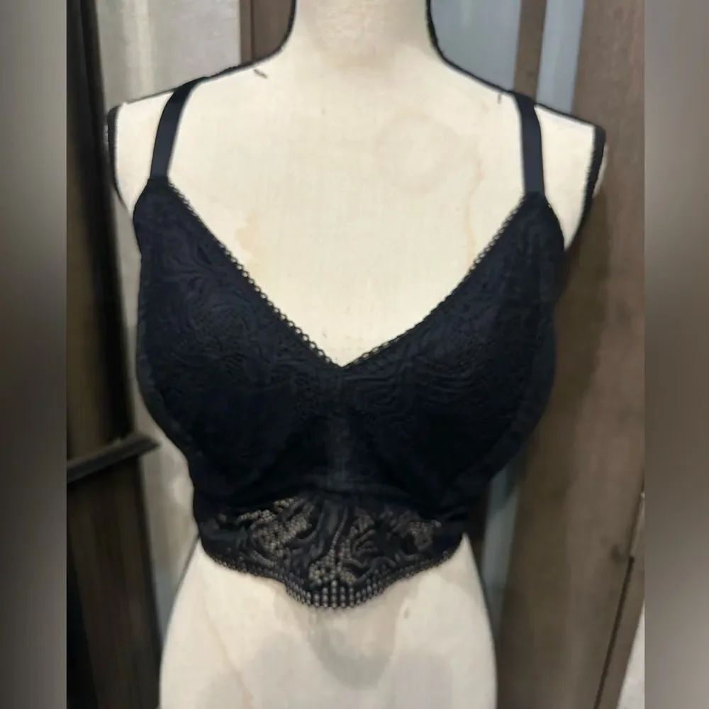 Auden Black Lace Bra with Scalloped Trim